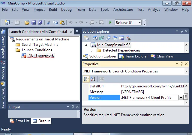Launch Conditions for .NET 4.0 Client Profile