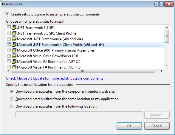 Prerequisites - .NET 4.0 Client Profile