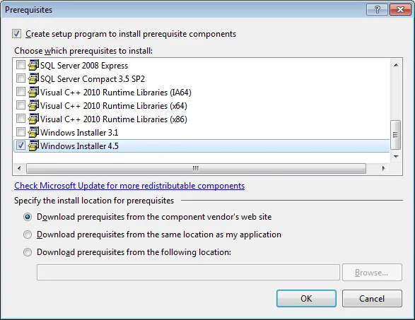 Prerequisites - Windows 4.5 Installer
