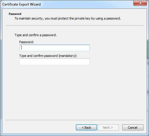 Export Cert Password
