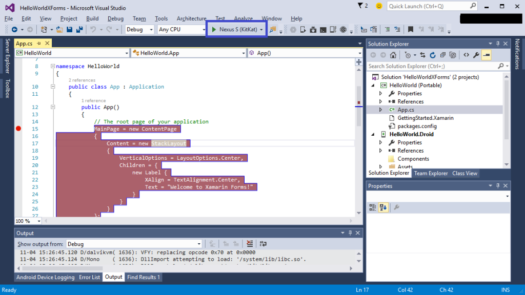 Emulator In Visual Studio Run Button