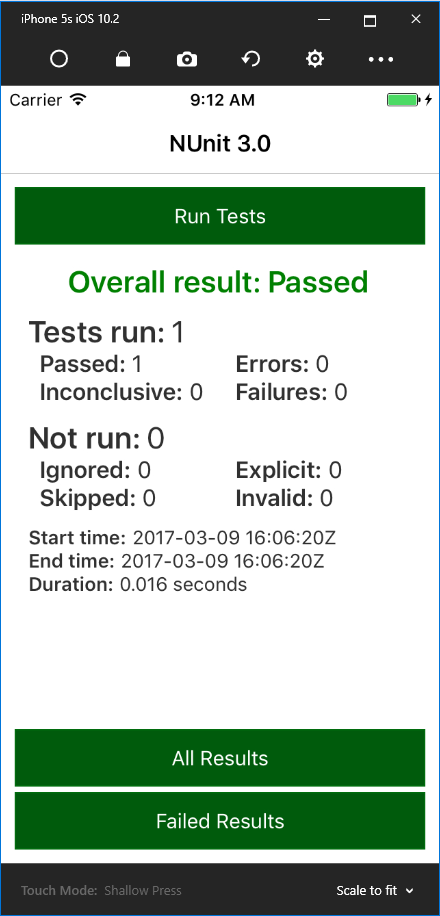 iOS Overall Test Results