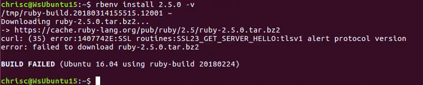 Curl Error Installing Ruby