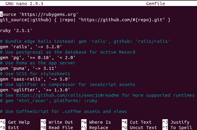 Gemfile Populated by Rails New