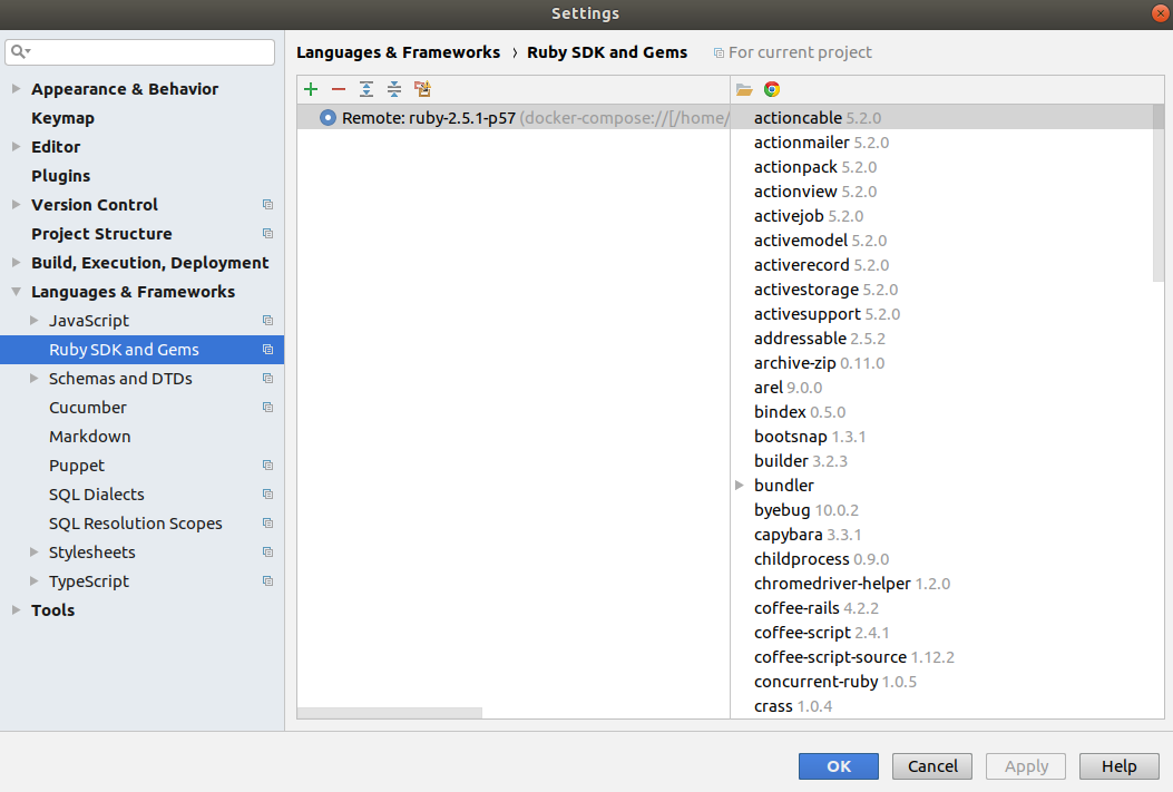 Remote Docker Compose Ruby SDK Correctly Configured